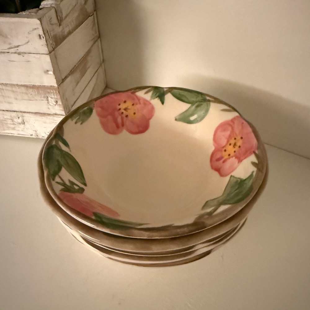 Franciscan Desert Rose Floral 6” Sauce Berry Dessert Bowls x5 Floral Earthenware - Picture 3 of 8